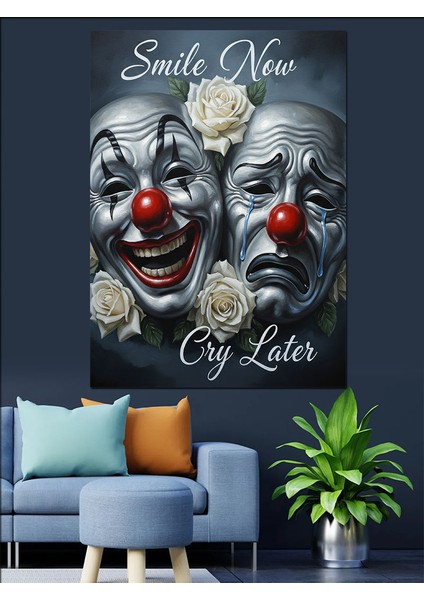 Gülümse Ağlama Tiyatro Maskesi Dekoratif Kanvas - Mdf Ahşap Tablo modelleri