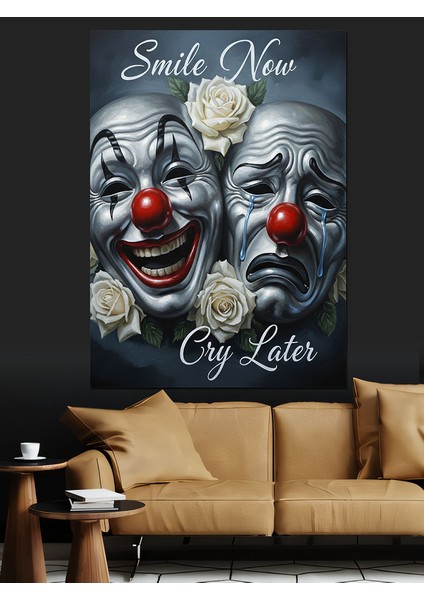 Gülümse Ağlama Tiyatro Maskesi Dekoratif Kanvas - Mdf Ahşap Tablo fırsatları