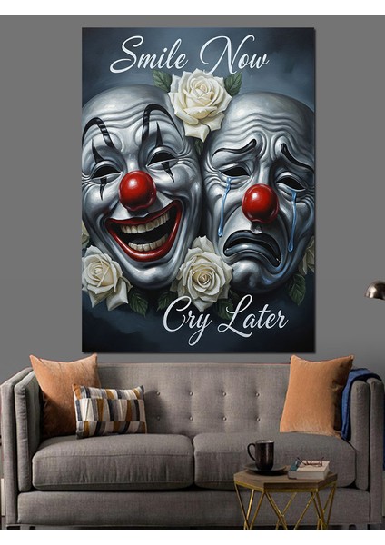 Gülümse Ağlama Tiyatro Maskesi Dekoratif Kanvas - Mdf Ahşap Tablo indirimleri