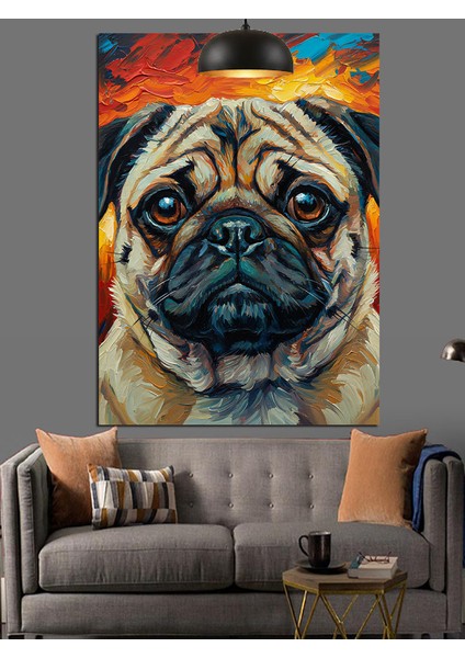 Pug Cinsi Sevimli Köpek Dekoratif Kanvas - Mdf Ahşap Tablo fiyatları