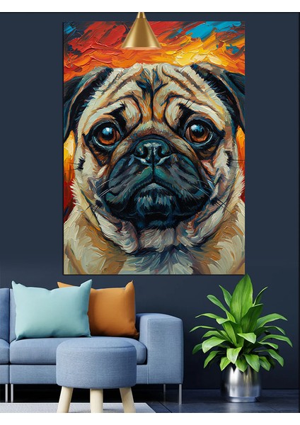 Pug Cinsi Sevimli Köpek Dekoratif Kanvas - Mdf Ahşap Tablo modelleri