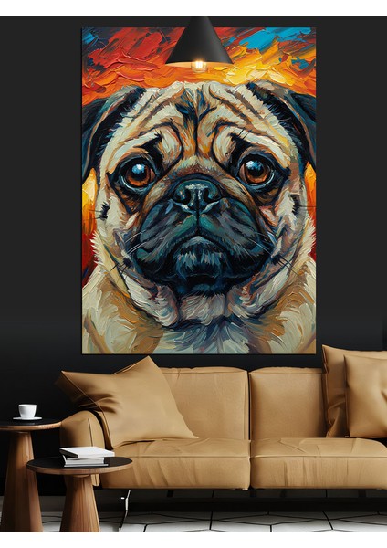 Pug Cinsi Sevimli Köpek Dekoratif Kanvas - Mdf Ahşap Tablo fırsatları