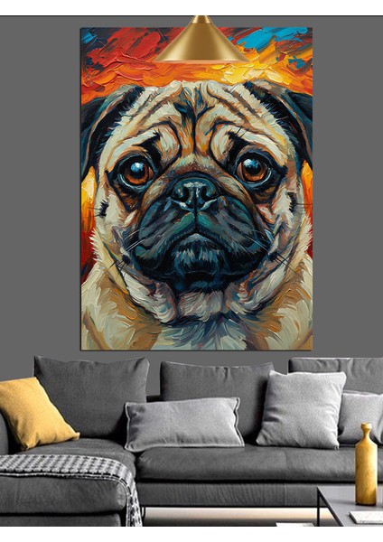 Pug Cinsi Sevimli Köpek Dekoratif Kanvas - Mdf Ahşap Tablo indirimleri