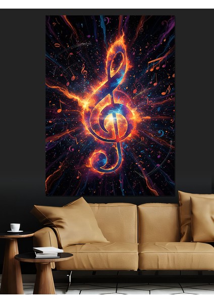 Müzik Anahtarı Ateş Sanatı Dekoratif Kanvas - Mdf Ahşap Tablo modelleri