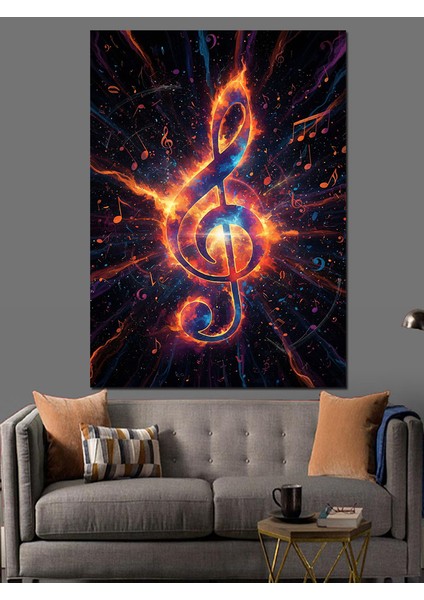 Müzik Anahtarı Ateş Sanatı Dekoratif Kanvas - Mdf Ahşap Tablo fırsatları