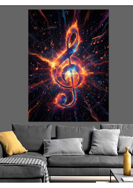Müzik Anahtarı Ateş Sanatı Dekoratif Kanvas - Mdf Ahşap Tablo indirimleri