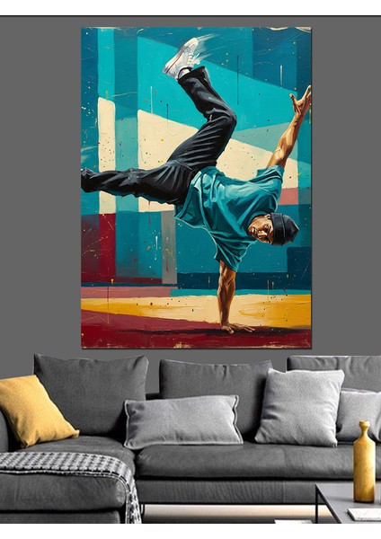 Break Dans Figürü Sokak Sanatı Dekoratif Kanvas - Mdf Ahşap Tablo fiyatları