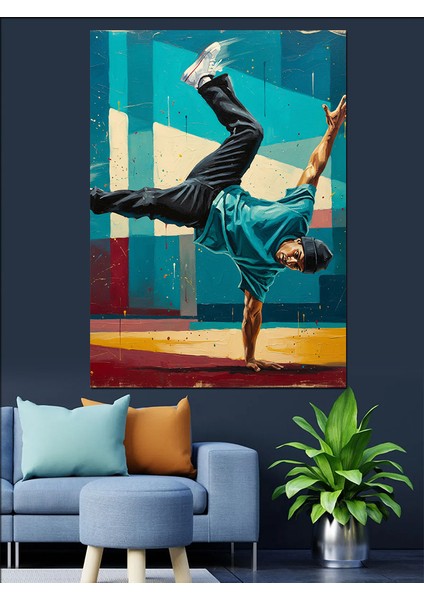 Break Dans Figürü Sokak Sanatı Dekoratif Kanvas - Mdf Ahşap Tablo fırsatları
