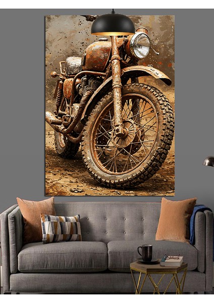 Eski Vintage Motorsiklet Dekoratif Kanvas - Mdf Ahşap Tablo modelleri