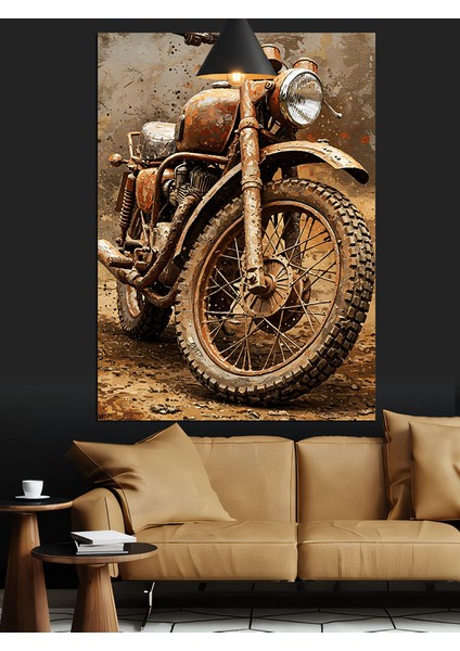 Eski Vintage Motorsiklet Dekoratif Kanvas - Mdf Ahşap Tablo indirimleri