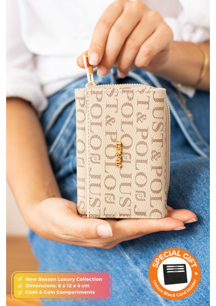 Orijinal Just Polo Collection Yumuşak Deri Bozuk & Kağıt Para Bölmeli Fermuarlı Şık Kartlıklı Cüzdan