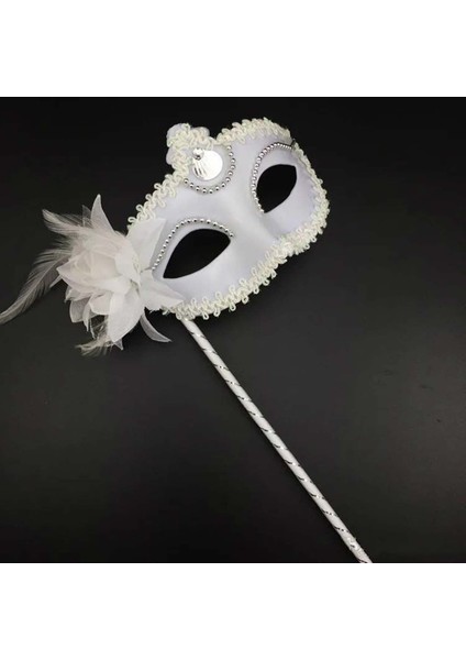 Beyaz Işıltılı Tutmalı Fotoğraf Çekimi Maskesi fırsatları