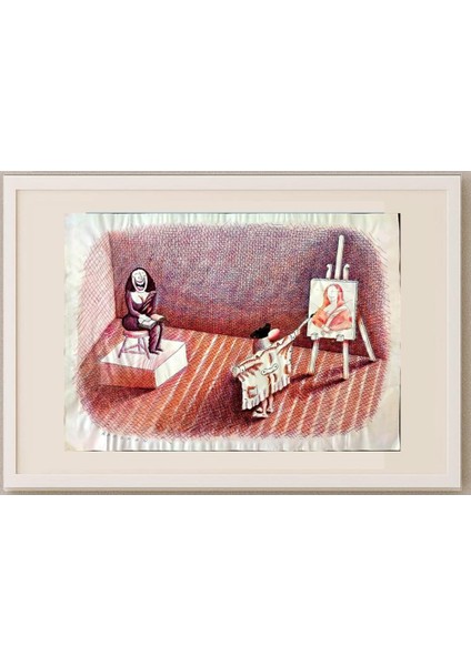 Rooshan Gataullin 43X30CM Orijinal Karikatür Tablo fırsatları