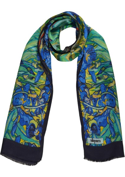 %100 Ipek Şal Fular (27X135 Cm)-Vincent Van Gogh (Süsenler)