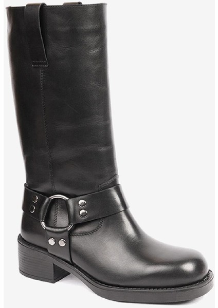 Kadın Siyah Hakiki Deri Topuklu Çizme 4K2TC59157