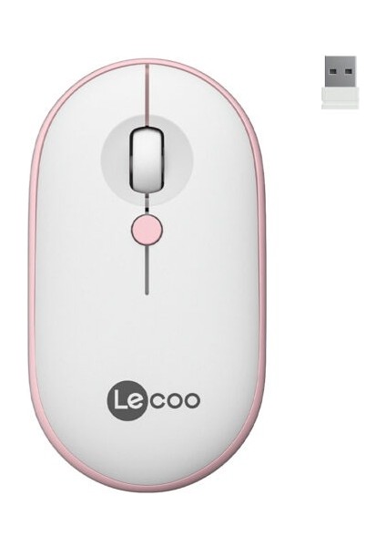 Lenovo Lecoo WS212 Kablosuz Optic 1600DPI Pembe Mouse
