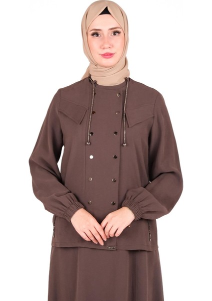 Bağcık Detaylı Ceketli Vizon Elbise Takım 9478 indirimleri