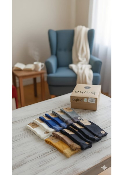 Bambu - Pamuk Kadın Soket Çorabı; Dikişsiz; Kışlık ; 36-40 Numara; Asorti 12'li Kutu