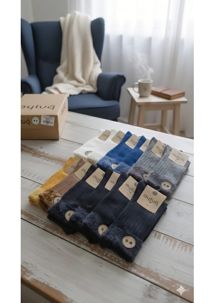 Bambu - Pamuk Kadın Soket Çorabı; Dikişsiz; Kışlık ; 36-40 Numara; Asorti 12'li Kutu modelleri