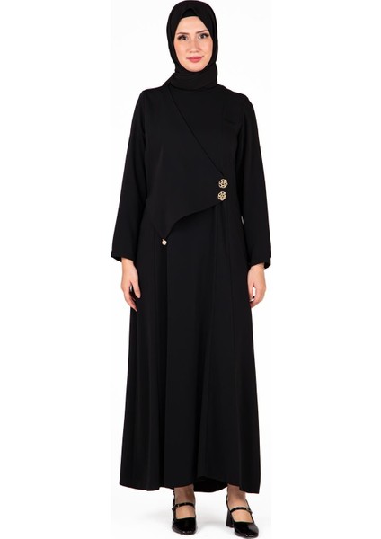 Düğme Detaylı Siyah Elbise 9430 modelleri