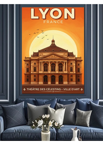 Lyon Şehri Fransız Posteri Dekoratif Kanvas - Mdf Ahşap Tablo fiyatları