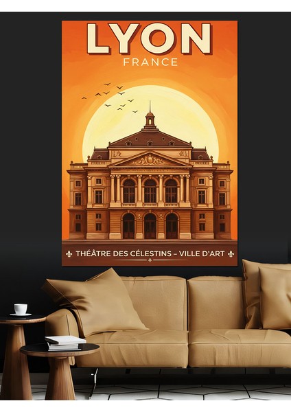 Lyon Şehri Fransız Posteri Dekoratif Kanvas - Mdf Ahşap Tablo fırsatları