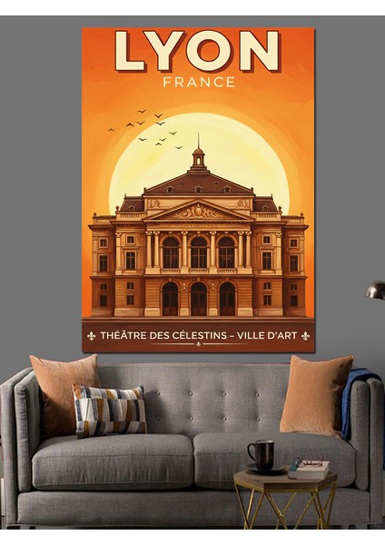 Lyon Şehri Fransız Posteri Dekoratif Kanvas - Mdf Ahşap Tablo indirimleri