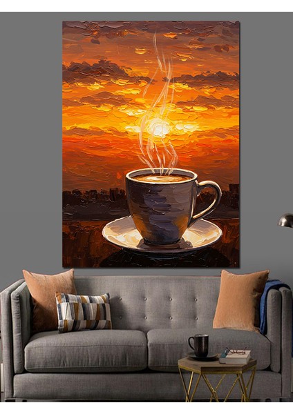 Gün Batımı Kahve Keyfi Dekoratif Kanvas - Mdf Ahşap Tablo modelleri