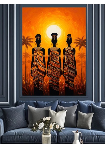 Afrikalı Kabile Kadınları Yöresel Kıyafet Dekoratif Kanvas - Mdf Ahşap Tablo fiyatları