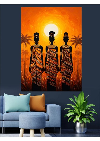 Afrikalı Kabile Kadınları Yöresel Kıyafet Dekoratif Kanvas - Mdf Ahşap Tablo modelleri