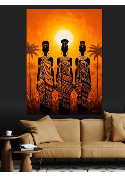 Afrikalı Kabile Kadınları Yöresel Kıyafet Dekoratif Kanvas - Mdf Ahşap Tablo fırsatları