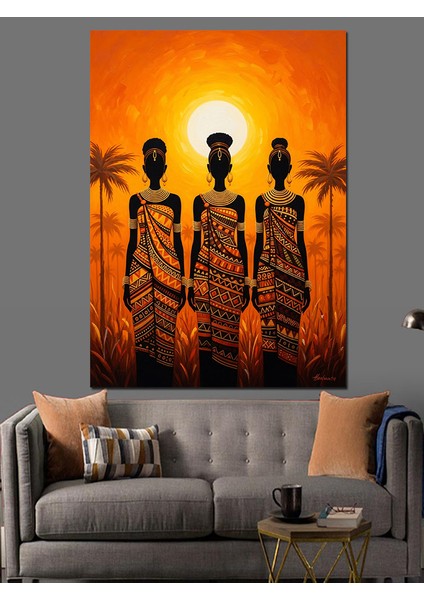 Afrikalı Kabile Kadınları Yöresel Kıyafet Dekoratif Kanvas - Mdf Ahşap Tablo indirimleri
