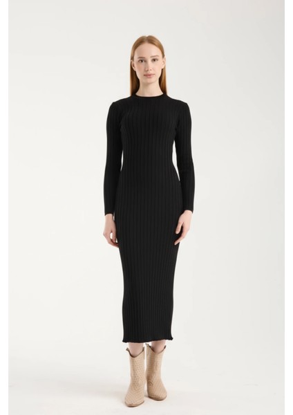 Vücuda Oturan Uzun Kollu Ribana Triko Elbise fiyatları