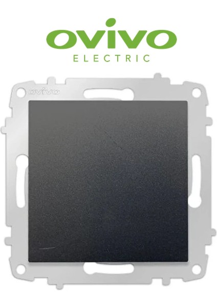 Metalik Siyah Tekli Anahtar Çerçevesiz Grano - Priz ve Anahtar Için Uyumlu Çerçeve