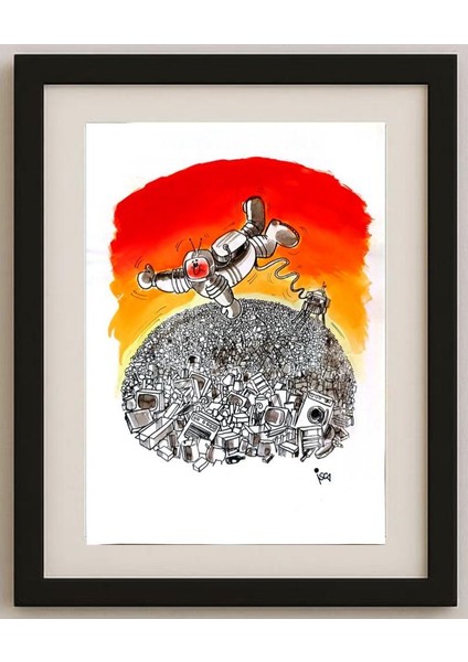 Emilio Isca 35X25CM Orijinal Karikatür Tablo