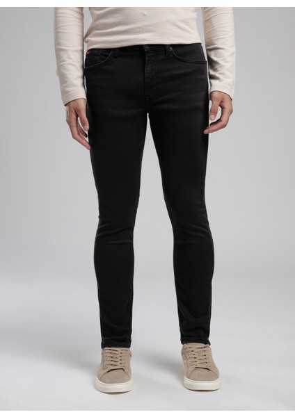 Jeff Normal Bel Dar Kesim Çok Dar Paça Siyah Erkek Jean Pantolon