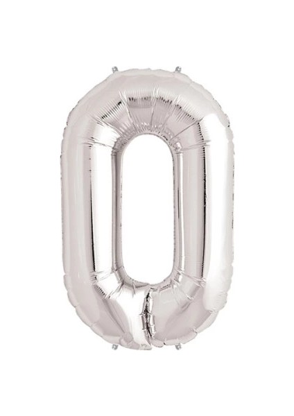 Gümüş Rengi Folyo Rakam Balon 1 Metre