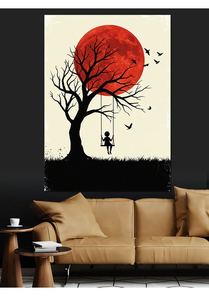 Güneş Altında Ağaç Silüeti Dekoratif Kanvas - Mdf Ahşap Tablo modelleri