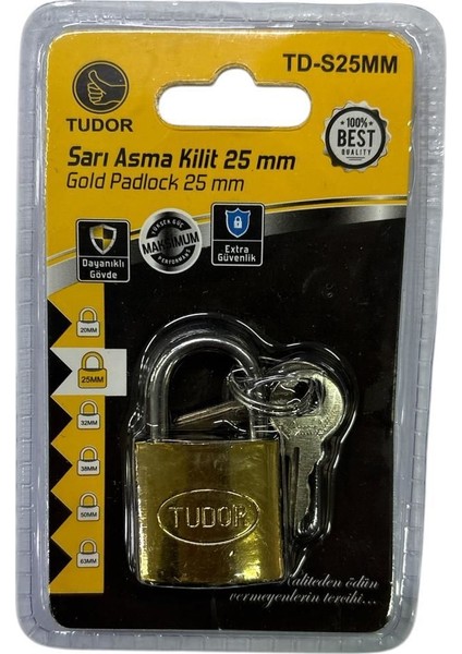 Ennalbur Tudor 25 mm Kısa Sarı Asma Kilit