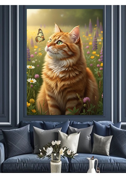 Sarı Kedi Sevecen Portre Dekoratif Kanvas - Mdf Ahşap Tablo fırsatları