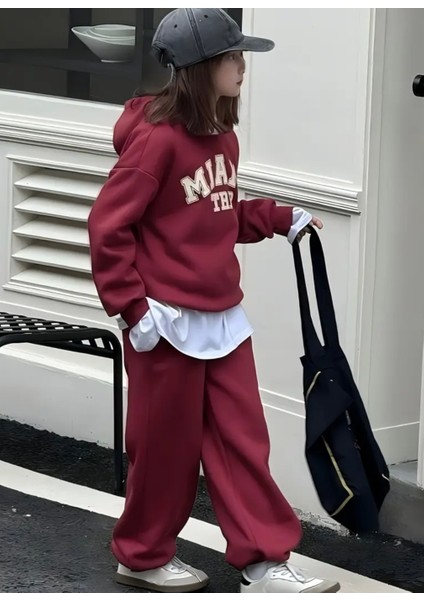 Punıx Kıds Özel Tasarım Hip Hop Mıamı Trıp Baskılı Kışlık Kalın Kız Çocuk Eşofman Takımı