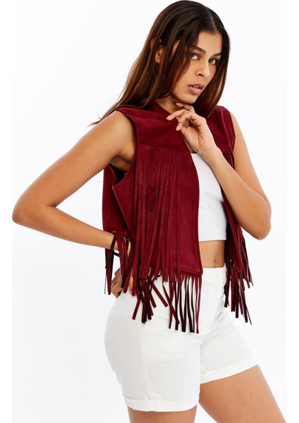 Scuba Süet Püsküllü Yelek modelleri