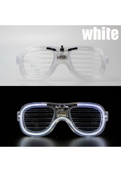 Beyaz LED Işıklı Parti Gözlüğü - Neon Glow Şerit Gözlük 3 Modlu