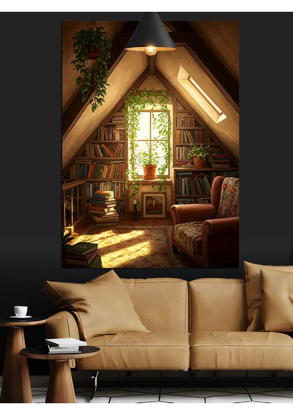 Tavan Arası Oda Manzarası Dekoratif Kanvas - Mdf Ahşap Tablo