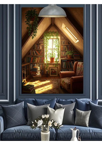 Tavan Arası Oda Manzarası Dekoratif Kanvas - Mdf Ahşap Tablo modelleri