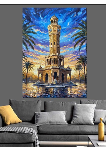 Izmir Saat Kulesi Manzarası Dekoratif Kanvas - Mdf Ahşap Tablo