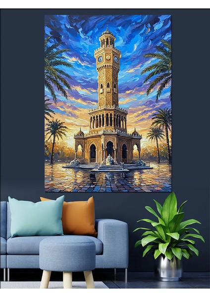 Izmir Saat Kulesi Manzarası Dekoratif Kanvas - Mdf Ahşap Tablo modelleri