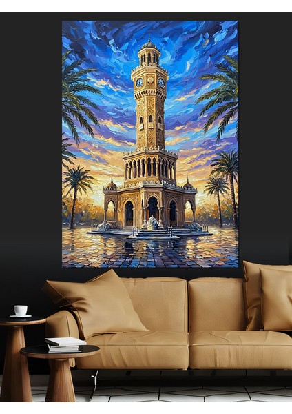Izmir Saat Kulesi Manzarası Dekoratif Kanvas - Mdf Ahşap Tablo fırsatları