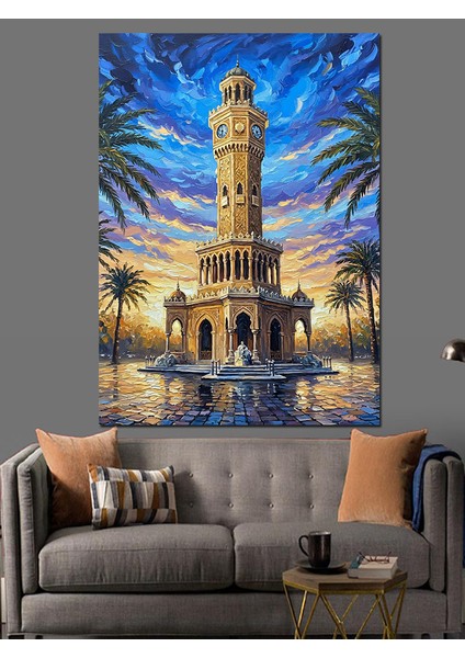 Izmir Saat Kulesi Manzarası Dekoratif Kanvas - Mdf Ahşap Tablo indirimleri