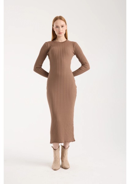 Vücuda Oturan Uzun Kollu Ribana Triko Elbise fiyatları